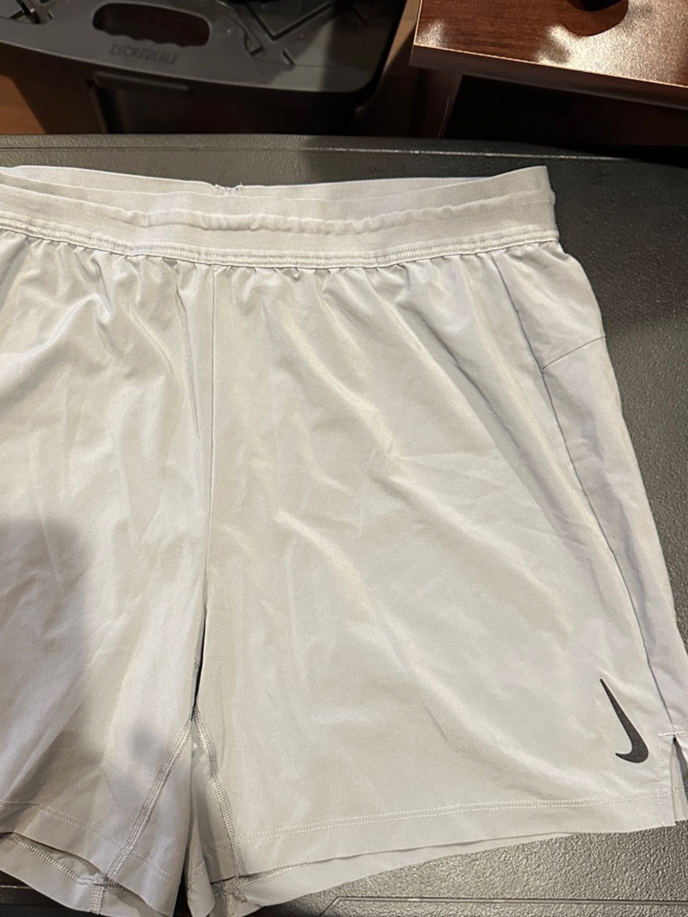 Nike Men’s Gray Athletic Training Shorts with Swoosh